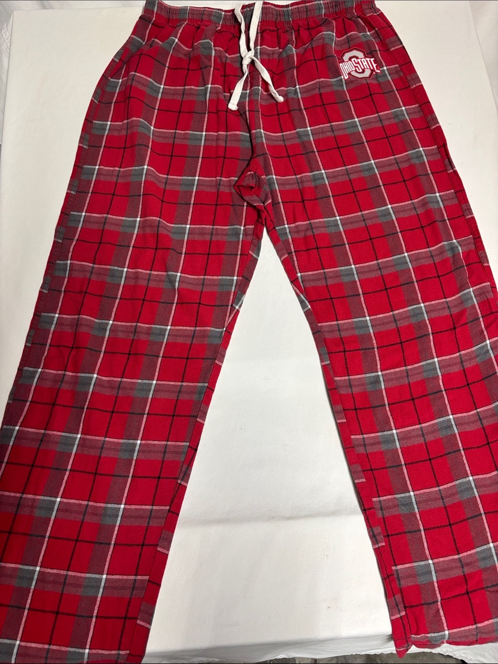 Ohio State Buckeyes Men’s Medium Plaid Flannel Lounge Pajama Pants Red Gray